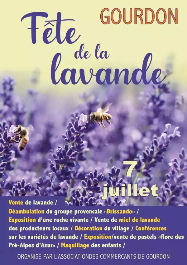 "Affiche de la Fête de la lavande 2024 à Gourdon (Alpes Maritimes)"